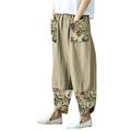 UKAP Women's Patchwork Wide Leg Palazzo Pants Mid Waist Bottom Boho Hippie Lounge Palazzo Pants S-3XL Khaki 3XL(US 16-18)