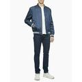 $125 Striped Full Zip Bomber Jacket,Navy,Size S