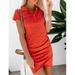 Women's Casual Short Sleeve Summer Dresses V Neck Button Ruched Stretchy Bodycon T Shirt Short Mini Dress Fashion Ruched Elegant Wrap Front Solid Color Basic Fitted Stretchy Fitted Tulip Hem Dress, S