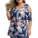 MAWCLOS Women Off Shoulder Tee Shirt Summer Beach Boho Floral Tunic Blouse T-shirt Lady Plus Size Casual Loose Short Sleeve Tops