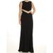 BETSY & ADAM Womens Black Cut Out Sleeveless Jewel Neck Full-Length Fit + Flare Evening Dress Size 8