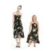 Matching Hawaiian Luau Mother Daughter Halter Dress in Palm Green in Black