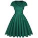MintLimit Women's Vintage 1950s Retro Cap-Sleeves V-Neck Rockabilly Swing Cocktail Dresses with Pockets