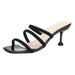 7cm Heeled Sandals 3 Plush Buckles Syle Summer Flippers For Girls Ladies Women