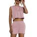Sexy Dance Women Casual Two Piece Lounge Set Outfits Jogger Sports Suit Fitness Exercise Tracksuits Sweatsuits Jumpsuits S-XXL Pink S(US 4-6)