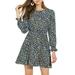 Allegra K Women's Floral Ruffle Long Sleeves Round Neck Belt Autumn Dresses