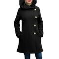 Celmia Women Winter Warm Woolen Jacket Hooded Pocket Outwear Parka Coats