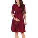 MAWCLOS Casual Swing Ruffle Maternity Dress with Tie Belt Pregnancy Short Sleeve Summer Gown Dress
