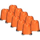 Threadart Drawstring Backpacks - Pack of 10 - Orange Sports Cinch Sack String Backpack For School, Gym, Storage & Travel Large 15" x 18.5" Size