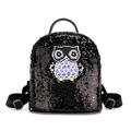 Chinatera Bird Print Sequins Travel Backpacks Women Shoulder School Knapsack (Black)