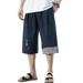 MAWCLOS Men Baggy Linen Capri Pants Casual Yoga Patchowork Beach Pants Pockets Loose Harem Pants with Drawstring