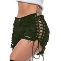 Womenâ€™s High Waist Side Slit Lace up Bandage Ripped Short Jeans Sexy Stretchy Destroyed Denim Shorts Mini Hot Jeans Pants