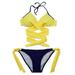 Women Swimsuit Push Up Swimwear Criss Cross Bandage Halter Beach Bathing Suit Swim Wear Two Piece Bikini Set Pro