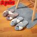 2 Pairs Womens Comfy Slippers Cross Band Faux Fur Slippers Flip Flop Fuzzy Slides Flat Sandals with Open Toe for Indoor Outdoor