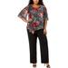 NY Collection Womens Plus Petite Floral Jumpsuit Black 3XP