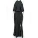 C/MEO Collective Womens Sleeveless Side Split Striped Gown Black White Size L