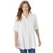 Woman Within Women's Plus Size Pintucked Button Down Gauze Shirt