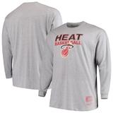 Miami Heat Mitchell & Ness Hometown Classics Big & Tall Thowback Logo Long Sleeve T-Shirt - Heathered Gray