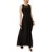 BETSY & ADAM Womens Black Caged Lace Gown Sleeveless Jewel Neck Maxi Evening Dress Petites Size: 10