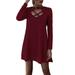 Women Long Sleeve Tunic Shirt Dress Ladies Autumn V-Neck Casual Cocktail Party Wrap Skater Dress Fashion A-Line Swing Dress