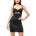 Suefunskry Women's Bodycon V-neck Mesh Waist Tank Dress Sleeveless Basic Mini Club Dresses