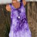 Nomeni Women Plus Size Casual Lace Splice Print Daily Sleeveless Vest Tops Shirt Blouse(Size:XXXXXL Purple)