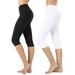 Women & Plus (S-3X) Essential Basic Cotton Spandex Stretch Below Knee Length Capri Leggings (Single & Multi Packs Available)