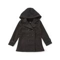 Girl's Fleece Double Breasted Button Polyester Solid Winter Hooded Coat Jacket