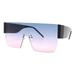 Rimless Flat Top Sunglasses Womens Mod Oversized Fashion Shades UV 400 Purple