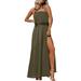 Sexy Dance Off Shoulder Tube Top For Women Ruffles Summer Loose Casual Party Beach Maxi Dress Solid Split On Side Sundress
