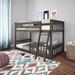 Amoura Twin Over Twin Solid Wood Standard Bunk Bed by Harriet Bee Wood in Brown | 50 H x 57.75 W x 81.5 D in | Wayfair