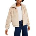 Say What? Women's Juniors' Faux-Fur Jacket White Size Extra Small