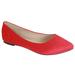 Bella Marie Angie Women's Classic Pointy Toe Ballet Slip On Flats Shoes, Red (6, Red Suede-53)