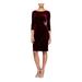 ALEX EVENINGS Womens Burgundy Embellished 3/4 Sleeve Jewel Neck Knee Length Sheath Formal Dress Size 8P