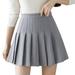 Multitrust Girls High Waisted Plain Pleated Skirt Skater Tennis School Uniforms A-line Mini Skirt Lining Shorts