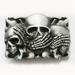 Western Men Zinc Alloy Leather Belt Buckle Black Flame Shy Skulls Shape Pattern