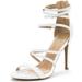 Dream Pairs Womens Heeled Strappy Sandals Dress Shoes Open Toe Ankle Back Zipper Sandals Show White/Pu Size 9.5