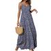 Hawaiian Floral Spaghetti Strap Deep V-Neck Holiday Long Maxi Dress Ladies Wrap Summer Paisley Ruffled Irregular Strap Holiday Long Sundress Evening Party Cocktail Long Dress