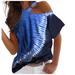 New Women's Off Shoulder Top Fashion Tie-dye Print Loose T Shirts Summer Casual Short Sleeve Shirts