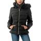 Fashionazzle Women's Short Puffer Coat with Removable Faux Fur Trim Hood Jacket