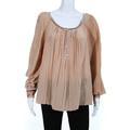 Pre-ownedSee by Chloe Womens Solid Long Sleeve Scoop Neck Flowy Blouse Brown Size 4