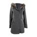 Maralyn & Me Juniors' Asymmetrical-Zip Faux-Fur-Trim Hooded Coat (M, Charcoal)