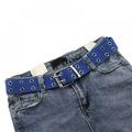 Double Grommet Belt for Women Men - Canvas Double Prong Buckle Vintage Punk Rock Jeans Belts