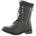 Forever Link Womens Mango-31 Round Toe Military Lace up Knitted Ankle Cuff Low Heel Combat Boots