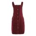 Seyurigaoka WomenÂ´s Corduroy A Line Dress, Cute Solid Color Bib Overall Button Decor Mini Dress