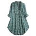 Women Vintage Casual Pocket Blouse Top 3/4 Sleeve V Neck Button T Shirts Ladies Leisure Retro Spring Summer Boyfriends T Shirts Tunic Top Green XXL(US 14-16)