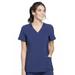 Cherokee iFlex Scrubs Top for Women Mock Wrap Knit Panel CK680, S, Navy