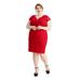 CONNECTED APPAREL Womens Red Sequined Cap Sleeve V Neck Shift Evening Dress Size 20W