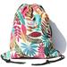 Alpaca Go Drawstring Bag Water Resistant Floral Leaf Lightweight Gym Sackpack for Hiking Yoga Gym Swimming Travel Beach (A - White)