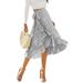 UKAP Vintage Maxi Long Skirts For Womens Casual Floral Print Ruffle Trim A Line Wrap Midi Skirts Dress